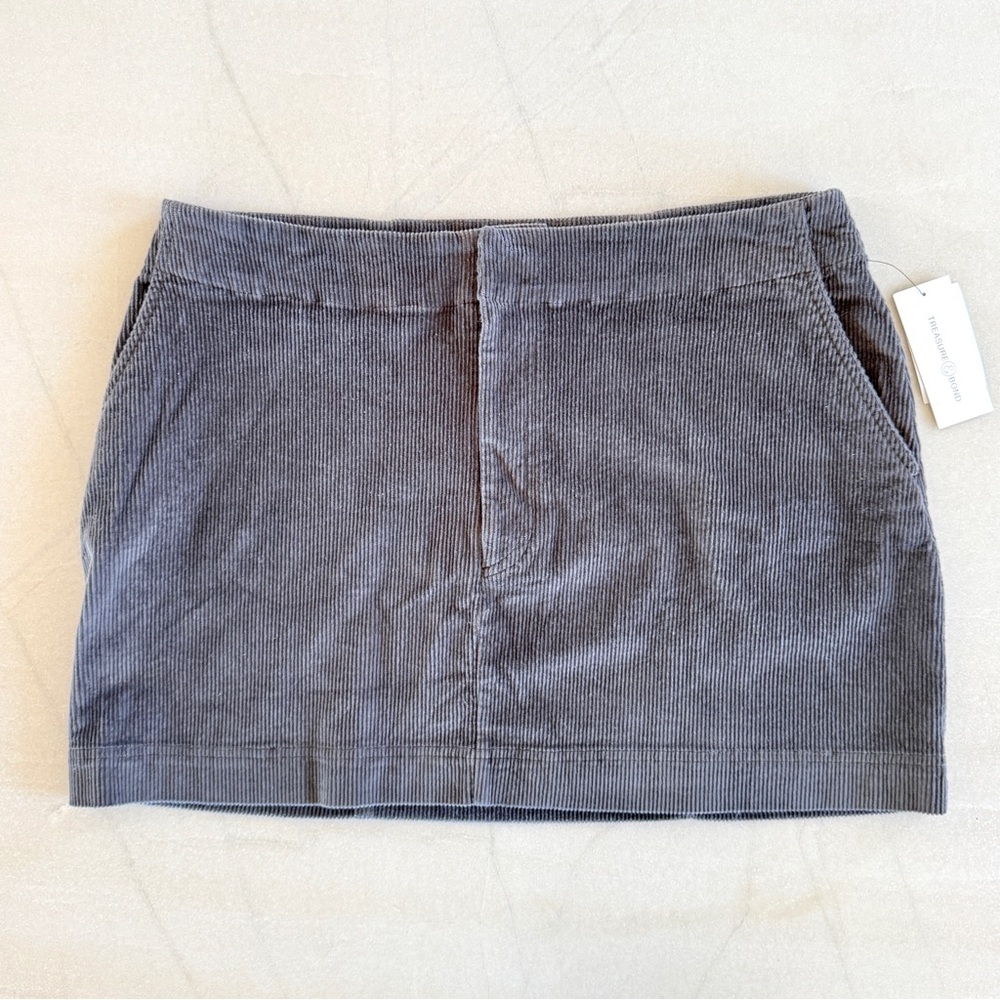 NWT Treasure & Bond Gray Corduroy Mini Skirt Straight Stretch Womens XL